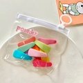 Colorful candy-colored snap hair clips set in a portable clear PVC zipper pouch - Solid Teardrop Style