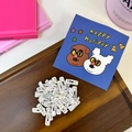 Mini white painted metal BB hair clips for dolls and pets on a rustic wooden tray - White Square