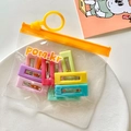 Matte candy-colored rectangle hair clips for kids in a transparent brand zip bag - Rectangle Style