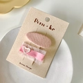 Set di fermagli per capelli rosa in pizzo con ricamo a cuore su cartoncino - Rosa