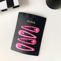Pink and leopard print teardrop BB hair clips set on SUXIA branding card - Pink Leopard