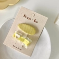 Fermagli per capelli gialli con motivo a quadri e paillettes a cuore bianco - Giallo