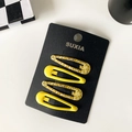 Set of four teardrop BB clips with bright yellow and leopard print patterns on card - Yellow Leopard