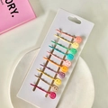 Lot de 10 barrettes à cheveux colorées smiley sur carte blanche pour filles - Pince à Cheveux Visage Souriant