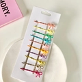 Lot de 10 barrettes à cheveux nœud aux couleurs acidulées et finition mate arc-en-ciel - Barrette Nœud Ajouré