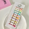10-teiliges Set bunter gewellter Haarklammern mit Zierringen in Macaron-Farben - Doppelring Haarnadel