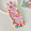 Kids macaron beaded jewelry set with necklace and bracelet on pink rabbit card - Pendant Style