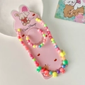 Pink cartoon beaded necklace and bracelet set with cute rabbit beads for girls - Rabbit Style