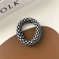 Elastic knit hair tie featuring a classic black and white checkerboard pattern texture - Thickened / Black Checkerboard