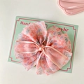 Pince à cheveux enfant avec nœud floral rose sur carte vert menthe pour coiffure - Style de Barrette / Rose Clair