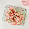 Pince à cheveux nœud en organza pour filles avec motif floral pêche sur carton - Style de Barrette / Rose foncé