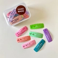Set of 25 mini wave-shaped colorful BB hair clips for kids in a handmade storage box - Wave Style