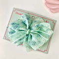 Barrette à cheveux avec nœud en mousseline vert menthe à fleurs pour petites filles - Style de Barrette / Vert