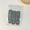 Three-piece set of matte Morandi green macaron hair clips in clear packaging - Oval - Gray