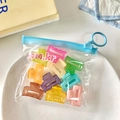 Mini mollette colorate per capelli per bambini in una borsa con cerniera trasparente - Pinze Quadrate Gelatina