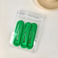 Lot de trois barrettes à cheveux vert mat en forme de goutte d'eau avec finition givrée - Ovale-Vert