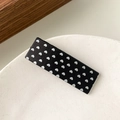 Fermaglio per capelli nero minimalista con cuori bianchi su vassoio in ceramica bianca - Pois a Cuore