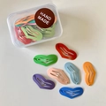 Set of 25 colorful heart-shaped matte BB hair clips in a clear storage box for girls - Wide Heart