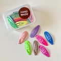 Set of 25 colorful mini 3cm macaron matte metal BB hair clips in a clear gift box - Oval