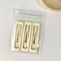 Set of 3 matte cream rectangle hair clips in a transparent minimalist packaging bag - Square - Beige
