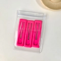 Lot de trois pinces à cheveux rectangulaires rose néon mat sous emballage - Rose Vif Carré