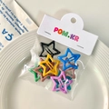 Set of colorful star hair clips in blue yellow and purple with high gloss finish - Solid Color Lacquered Star Hair Clips (Style 2)