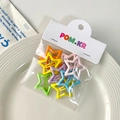 Set of colorful star-shaped hair clips in various macaron colors on a white ceramic plate - Hollow Macaron Color Star Hair Clips (Style 3)