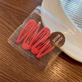Set of 4 handmade candy pink metal BB hair clips in a professional handmade packaging - Deep Plum Red