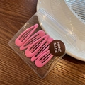 Set of 5 matte pink metal BB hair clips in a handmade style zipper bag packaging - Rose Pink