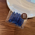 Five pieces of blue waterdrop hair clips in handmade packaging on wooden background - Sapphire Blue