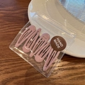 Pack of 5 lotus pink macaron color candy-style metal snap hair clips in handmade packaging - Dusty Rose