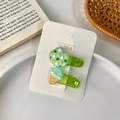 Green polka dot and ice cream hair clips set for girls on white display card - Green Series