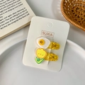 Cartoon egg and yellow tulip hair clips with glitter yellow grip for girls - Yellow Series