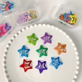 Colorful star-shaped metal BB hair clips in various bright lacquer finishes with storage box - Colorful Glossy Style (Style 1)