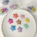 Star-shaped colorful metal snap hair clips with dotted pattern in a pastel variety set - Polka Dot Painted Style (Style 4)