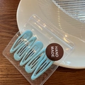 Set of 4 matte macaron blue teardrop BB hair clips in a clear hand made gift pouch - Light Blue