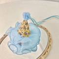 Molletta per capelli a cappello da festa per bambini e animali con fiori e tulle blu - Cappello in Rete Blu Chiaro