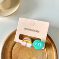 Schattige haarclips set met regenboog en letter m voor meisjes en dames kapsels - Regenboog m Bonen