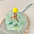 Mini party hat hair clip for kids in light green organza with yellow pom-pom - Light Green Mesh Hat