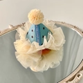 Cute light blue star pattern mini hat hair clip with tulle base for birthday parties - Khaki Grid Hat