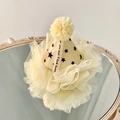 Creamy party hat hair clip with mesh trim and star patterns for birthday party outfits - Light Yellow Grid Hat
