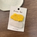 Set di fermagli per capelli coreani in tessuto floreale con tweed giallo e frange dolci - Stile Intrecciato con Nappine in Tweed (款式4)