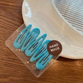 Set of five sky blue macaron drip glue drop-shaped hair clips in handmade packaging - Lake Blue