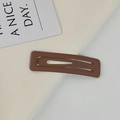 Elegant matte brown rectangular metal hair clip with a minimalist vintage frosted finish - Square / Coffee