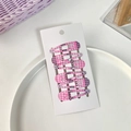 Lot de 6 barrettes à carreaux roses et blancs pour filles sur carte - Style Gingham Rose Blanc