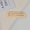 Matte light yellow rectangular BB hair clip with a minimalist frosted finish for girls - Square / Off White