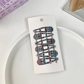 Lot de 6 barrettes à cheveux à carreaux bleus et rouges sur carte blanche pour filles - Style Écossais Bleu Blanc Rouge