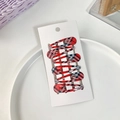 Lot de six barrettes à cheveux à carreaux rouges et noirs de 5 cm sur carte - Style Écossais Rouge et Noir