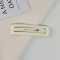 Matte cream rectangular hair clip with minimalist design and snap closure for women - Square / White