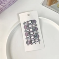 Lot de 6 barrettes clic-clac de 5 cm à carreaux noirs et blancs sur carte de présentation - Style Carreaux Noir Blanc Rose